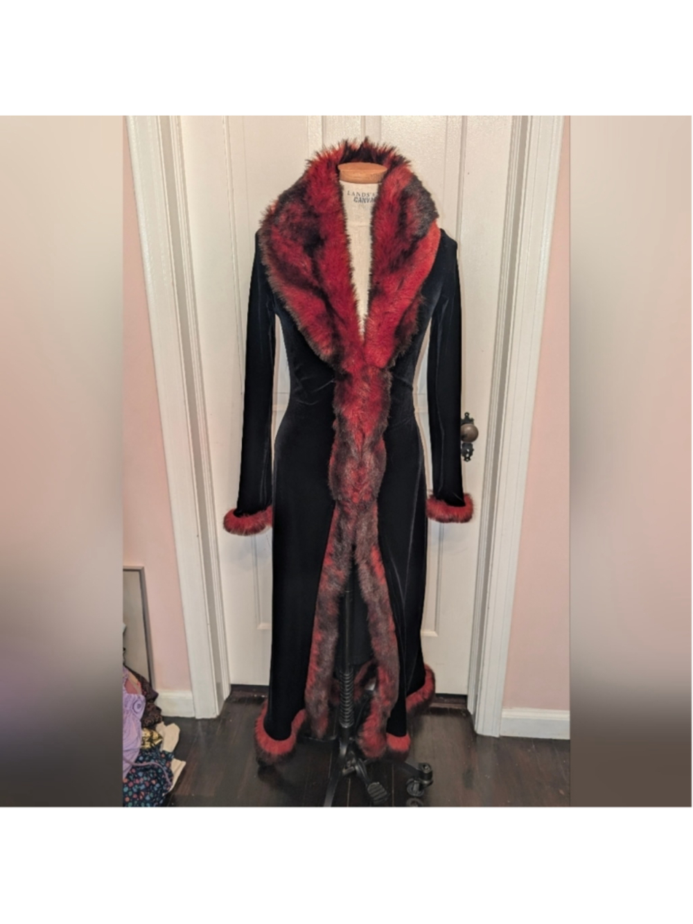 Betsey Johnson Black Jacket with Red Faux Fur Accent